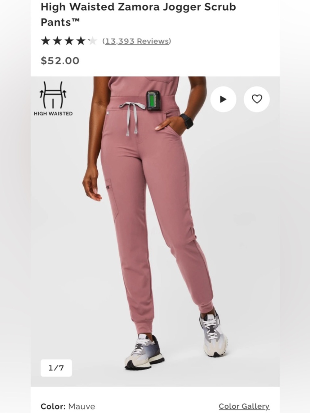 High Waisted Zamora Jogger Scrub (mauve, petite small)